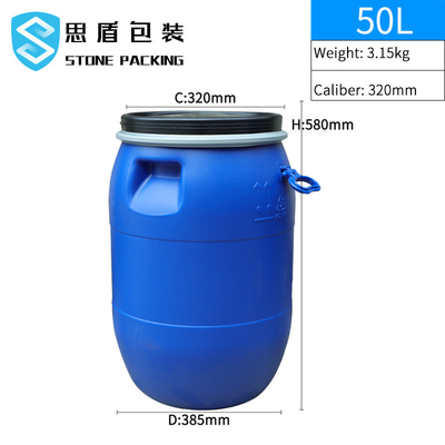 Parte superior aberta do tambor 120l químico azul plástico redondo do HDPE 100%
