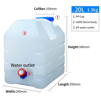 20l tanque exterior plástico 350*240*340mm da coleção da água de 5 galões