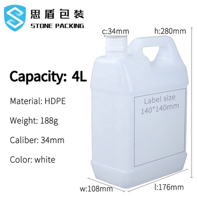 4L HDPE químico Jerry Can dos recipientes de 1 galão 176*108*280mm