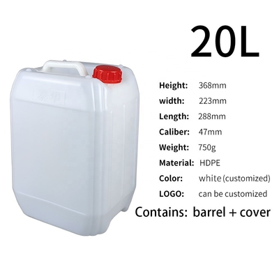 Hdpe translúcido branco Jerry Can do armazenamento químico 41mm 20 litros