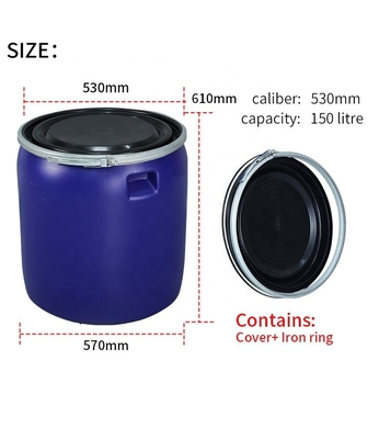 do HDPE químico plástico dos recipientes 150KG/L de 970mm tambores plásticos azuis