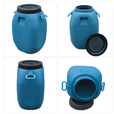 Cilindro azul do recipiente de plástico do HDPE 60L do HDPE 100% com tampa