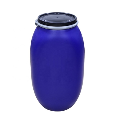 cilindro superior aberto do HDPE 125L plástico químico com anel da aro do ferro 80 graus