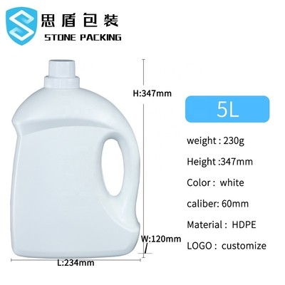 garrafas vazias 2kg 5kg do detergente para a roupa do HDPE do tampão de parafuso de 60mm