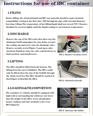 HDPE químico branco dos tanques de IBC totalizador químico de 300 galões